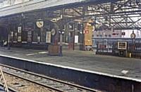 Rochdale Station in 1968 the up main West bound platform viewed  from the down platform.  RS Greenwood 